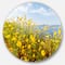 Designart - Little Yellow Flowers over Seashore' Large Flower Oversized Metal Circle Wall Art